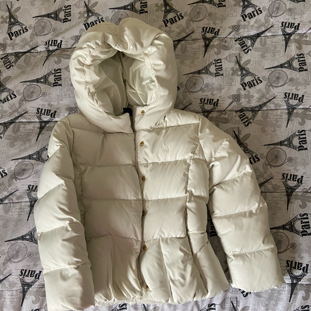 Off white Polo Ralph Lauren girls puff coat